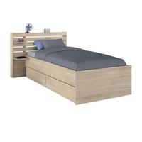 STAURAUMBETT Jugendzimmer Bett 90 x 200 mit 2 x Bettschubkasten - Eichefarben, Holz/Holzwerkstoff (90/200cm) - Parisot Meuble