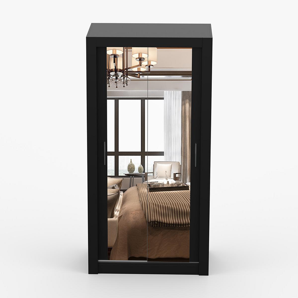 KLEIDERSCHRANK Milan 100 cm, 100/200/64, 2-türig, schwarz - Schwarz, Holzwerkstoff (100/200/64cm) - imoebel24
