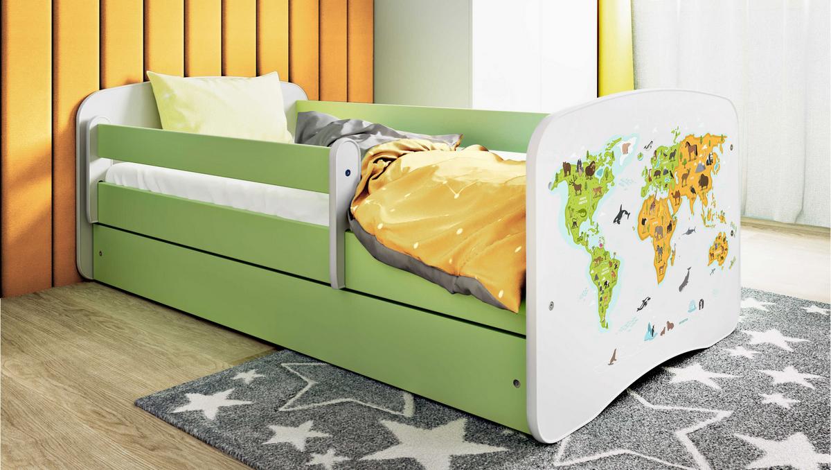 KINDERBETT Karte mit Schublade und Matratze 180/80 - Grün, Holzwerkstoff (80/180cm) - RAUMHIRSCH FURNITURE