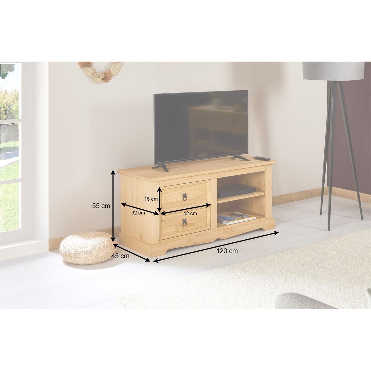 MEXIKO MÖBEL LOWBOARD TEQUILA - Naturfarben, Holz (120/55/45cm) - IDIMEX