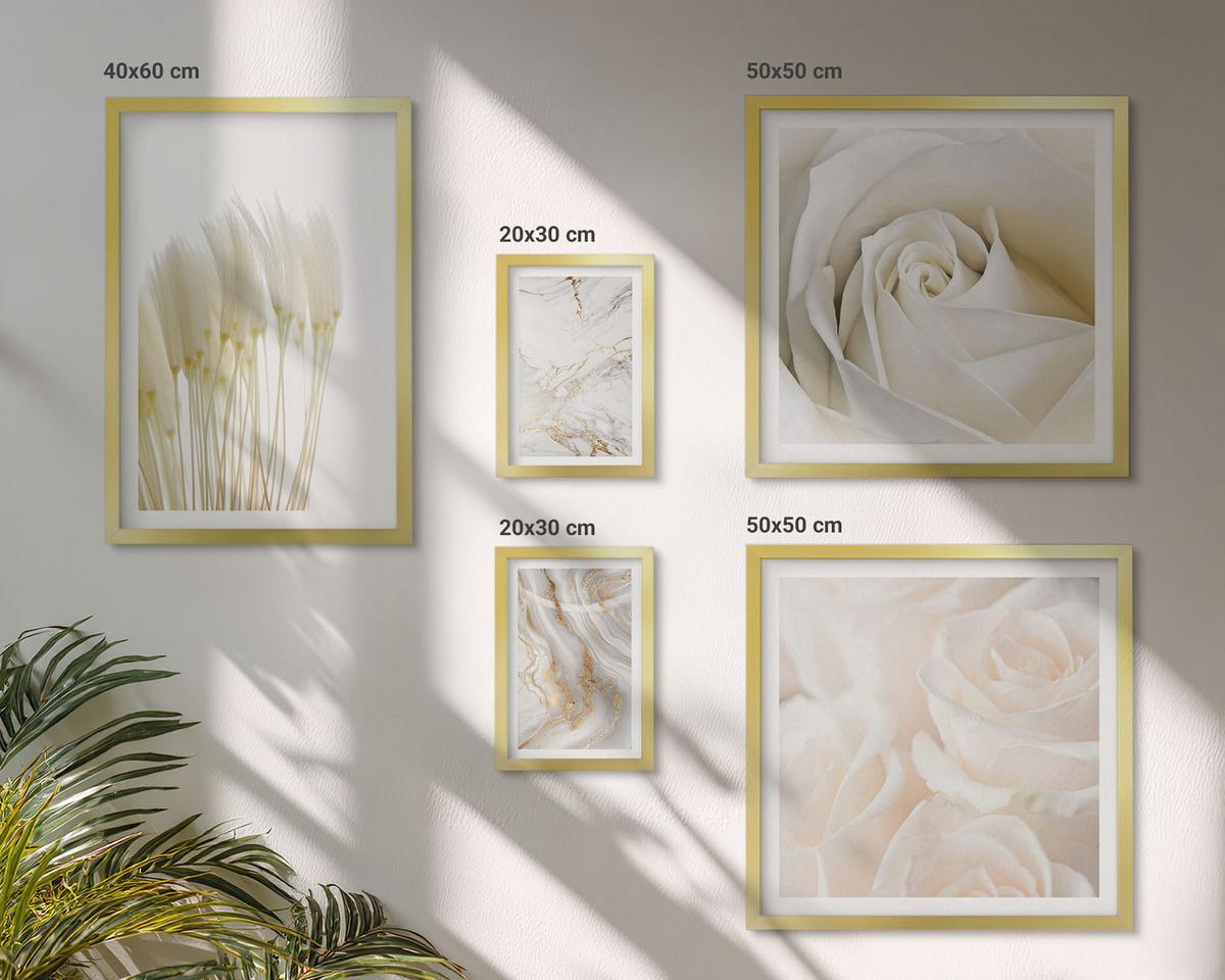 BILDER SET 5er Set - 50x50 cm & 20x30 cm & 40x60 cm Goldrahmen - Elegante Marmormuster - Goldfarben, Kunststoff (40/60cm) - TULUP