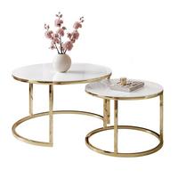 COUCHTISCH CIRI GLASS 2-in-1 CHROME gold - Goldfarben/Weiß, Glas (70/70/47cm) - Lookway