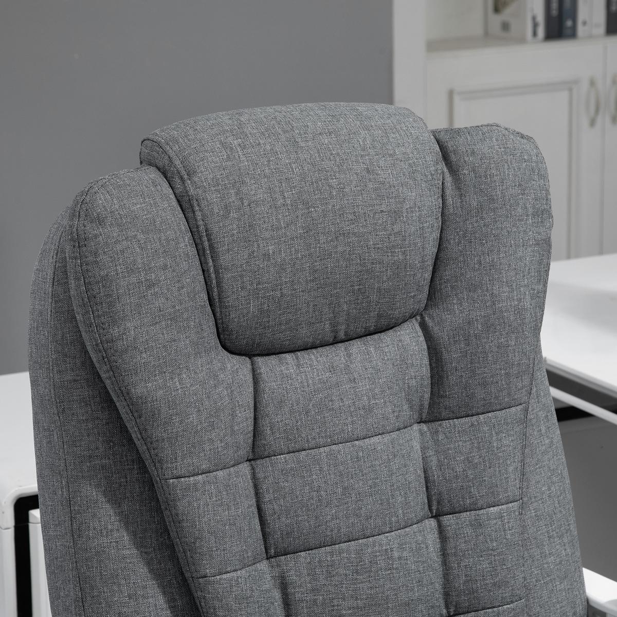 BÜROSTUHL höhenverstellbarer Schreibtischstuhl mit Fußstütze, Leinenoptik Grau - Grau, Metall (70/118/65cm) - Vinsetto