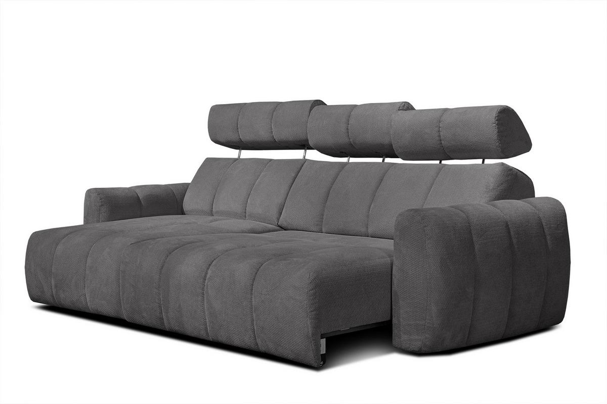 ECKSOFA KIMI 3-Sitzer, ausziehbarer Sitz, verstellbare Kopfstützen, dunkelgrau - Anthrazit/Schwarz, Holzwerkstoff/Textil (270/160cm) - Wozimo
