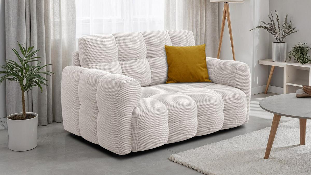 SOFA MELLOW 2-Sitzer, creme - Creme/Schwarz, Holz/Textil (153/87/98cm) - Wozimo
