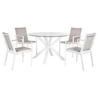 GARTENMÖBEL-SET 4-Sitzer Weiß Maletto/Busseto - Hellbraun/Transparent, Metall - Beliani