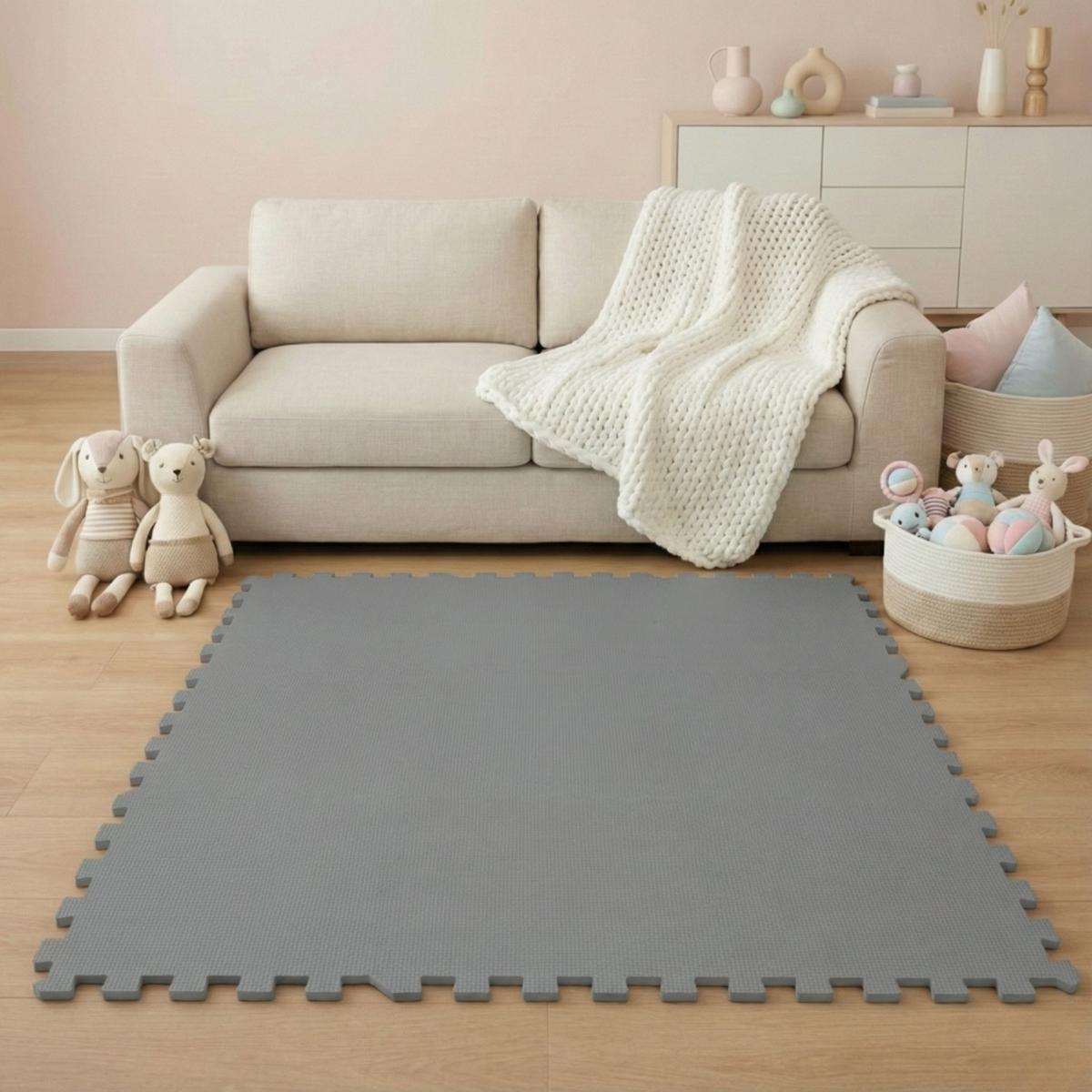 SPIELMATTE ab Null - 180/90/1 cm Puzzlematte Grau - Grau, Kunststoff (30/30cm) - Littletom