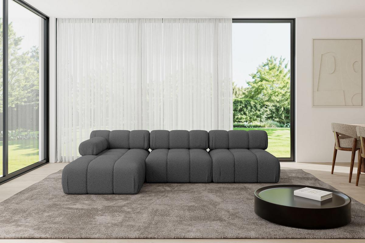 ECKSOFA modulares Sofa Razon-L2 - 285x160x70 cm Grau Bouclé - Grau, Holzwerkstoff/Textil (285/160cm) - ALTDECOR