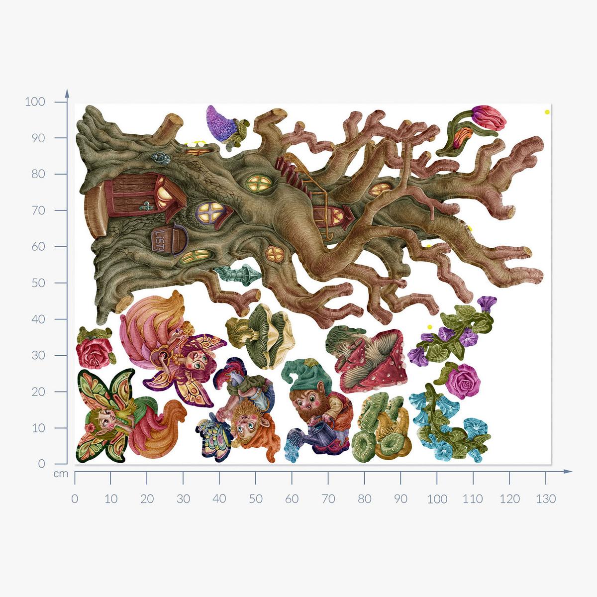 WANDAUFKLEBER 100x132cm - Feenwald - Multicolor, Kunststoff (100/132/0.1cm) - Wallfluent
