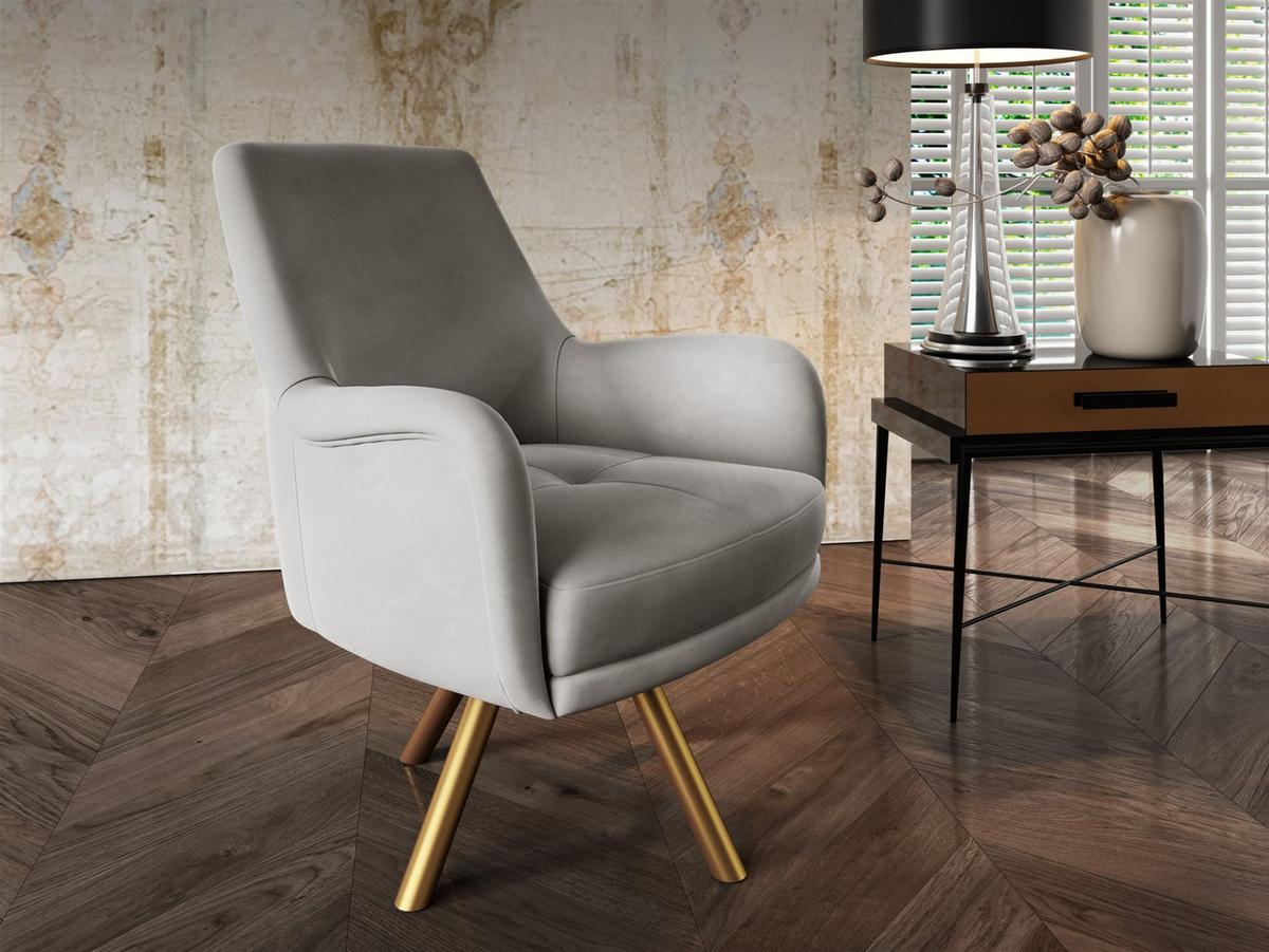 SOFASET Valerie 3-2 Und Drehsessel - Hellgrau, Holzwerkstoff/Textil (228/79/90cm) - Fun Möbel