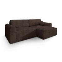 ECKSOFA FIANO P Braun Kordstoff mit Schlaffunktion - Braun/Grau, Holz/Kunststoff (245/148cm) - MASSENO