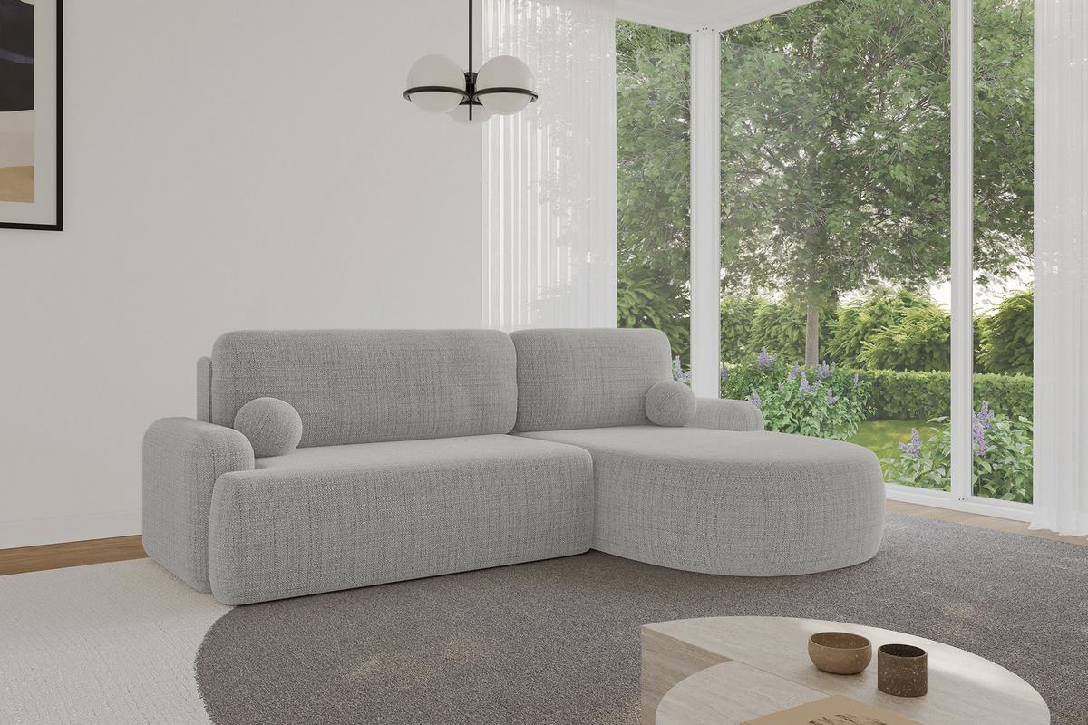 ECKSOFA mit Schlaffunktion und Bettkasten LIRA-L - 264x172x89 Hellgrau - Hellgrau, Holzwerkstoff/Textil (172/264cm) - ALTDECOR