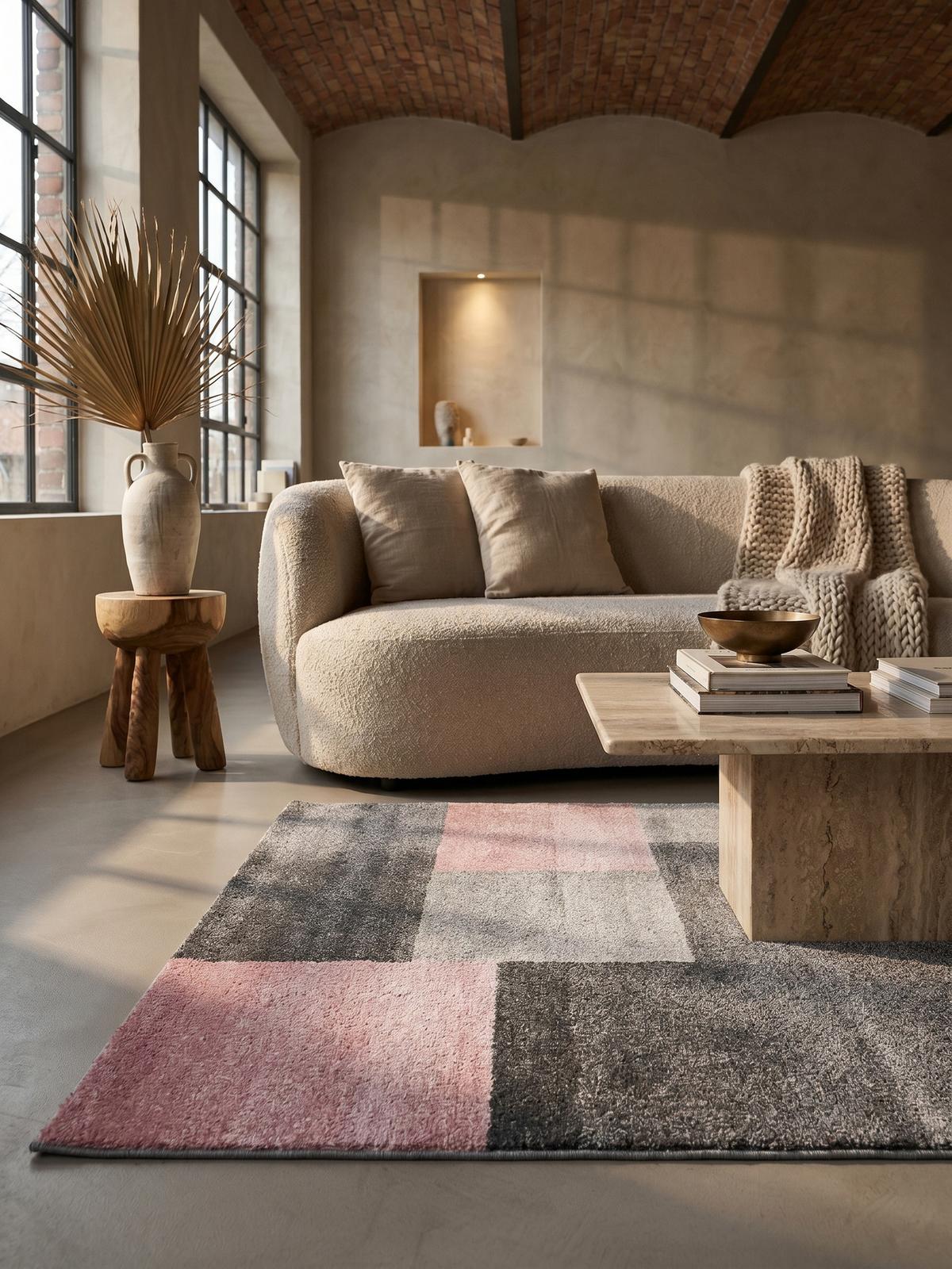 TEPPICH Kurzflor SOLDA in Rosa, kariert, 160 x 230 cm - Rosa, Textil (160/230cm) - KADIMA DESIGN