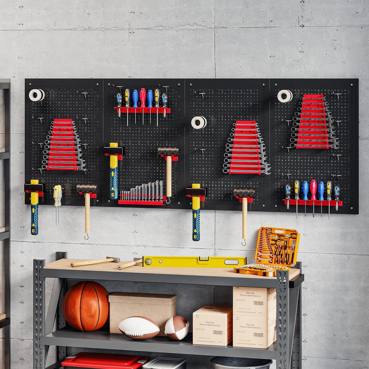 WERKZEUGWAND 38er Set Stahl Schwarz Rot - Schwarz, Metall (40/2/60cm) - HOMCOM