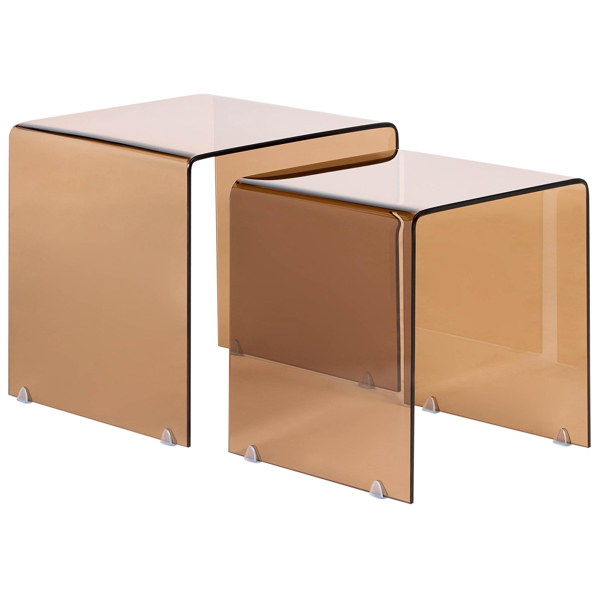 BEISTELLTISCH Braun Kendall - Braun, Glas (42/42/39cm) - Beliani