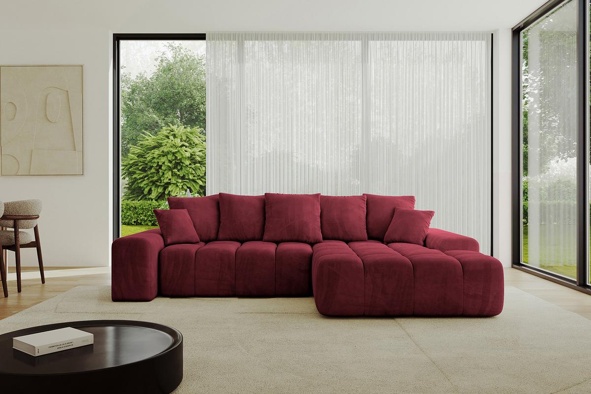 ECKSOFA Ottomane Rechts ENSI-L - 267x164x69 cm Bordeaux - Bordeaux, Holzwerkstoff/Kunststoff (164/267cm) - ALTDECOR