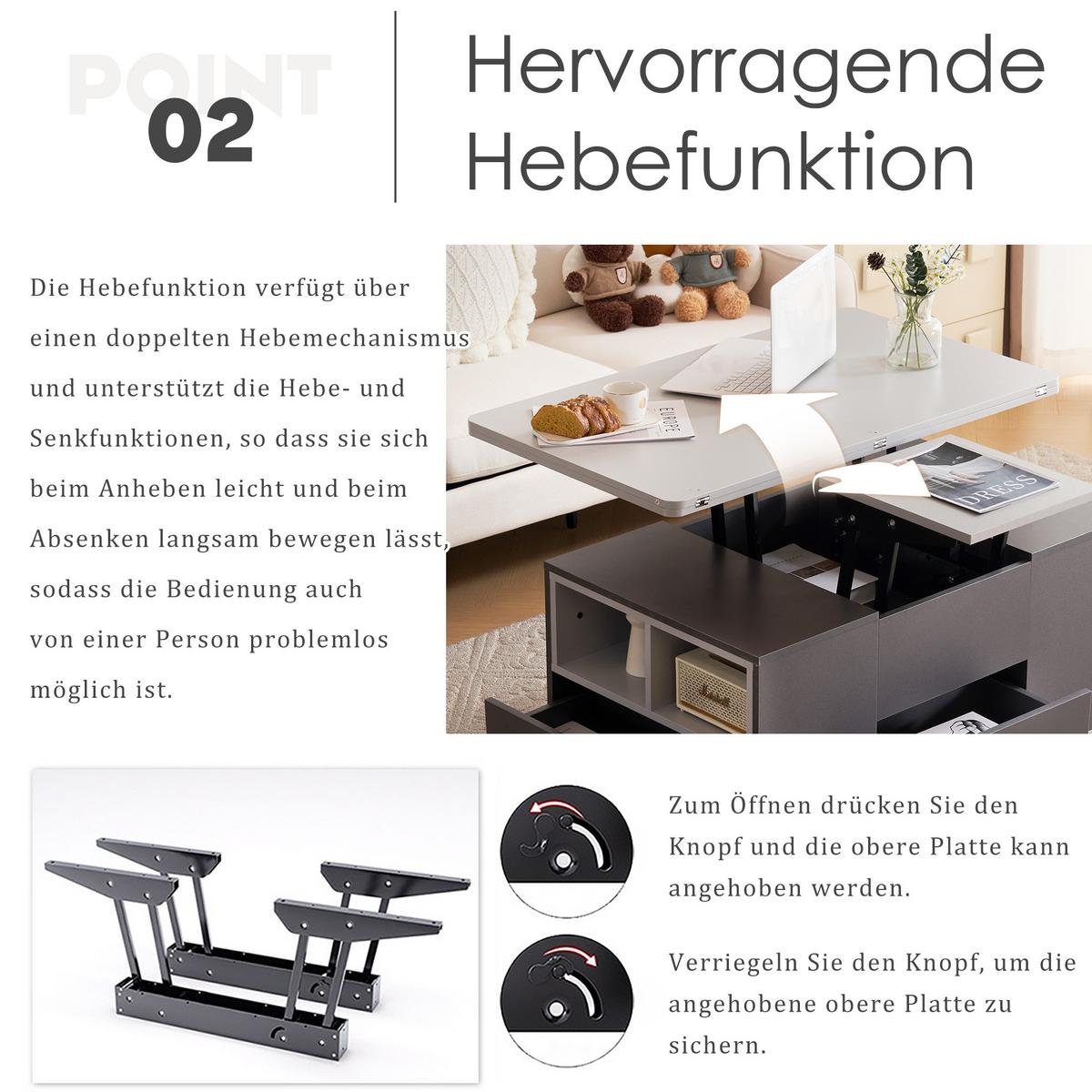 COUCHTISCH Schwarz und Grau 100/51/47 cm - Schwarz, Holzwerkstoff/Metall (100/51/47cm) - Urban Meuble