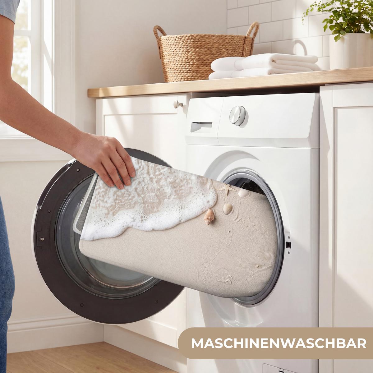 BADEMATTE Muscheln - Seesterne - Strand 60x90 cm - Sandfarben/Creme, Textil (60/90cm) - OnlyWow