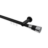 GARDINENSTANGE INNENLAUF Platon Tanara 280 cm (geteilt in 2 x 140 cm), 1-läufig, 20 mm Ø Schwarz - Chromfarben/Schwarz, Metall (280cm) - INTERDECO