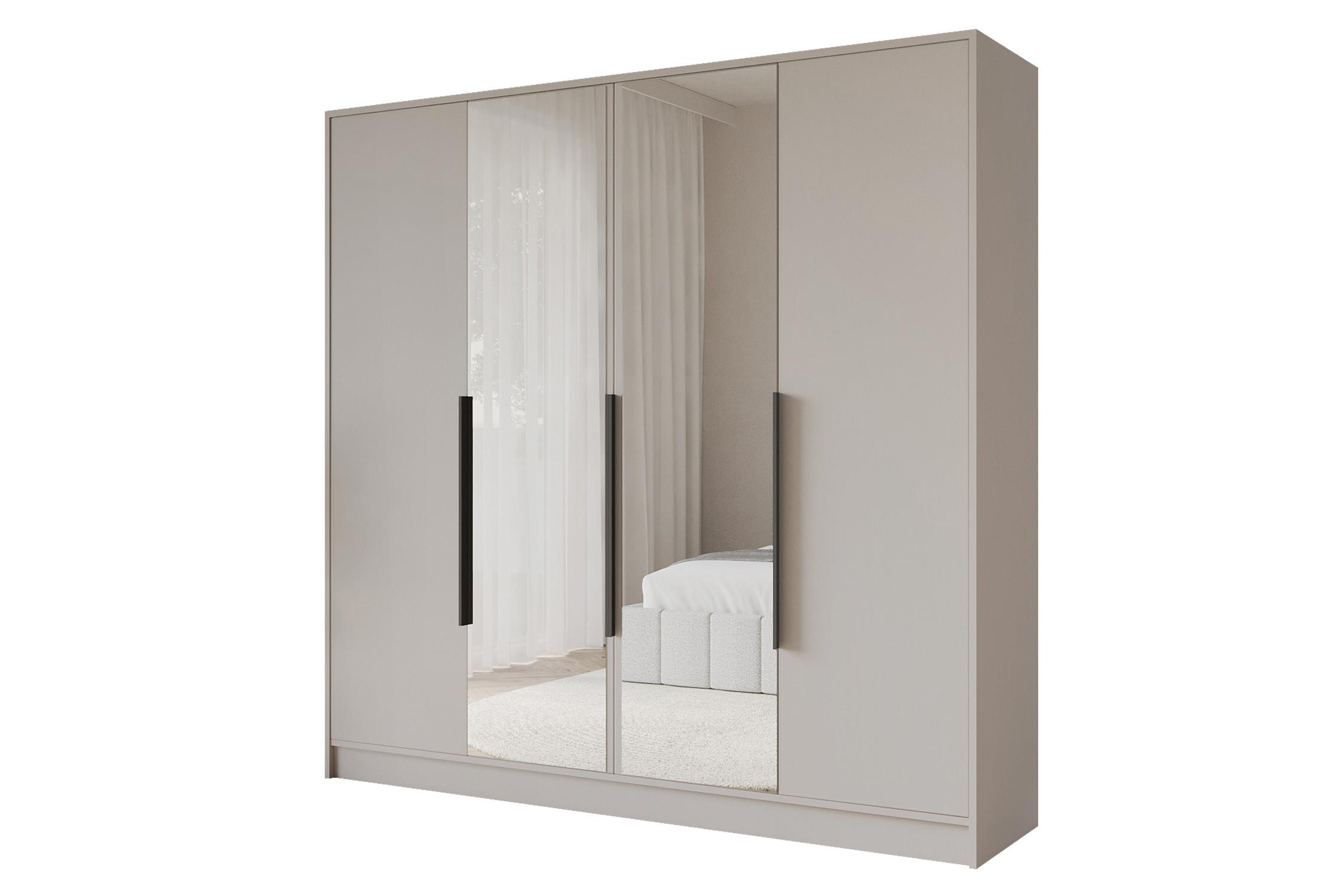 KLEIDERSCHRANK - LESE - 200 - Kaschmir - Kaschmir/Schwarz, Holzwerkstoff (200/200/51cm) - ALTDECOR