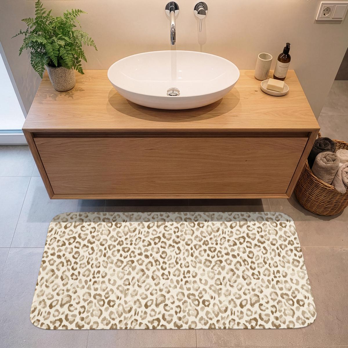 BADEMATTE Leopard - Klassisch - Beige 120x60 cm - Hellbraun, Textil (120/60cm) - OnlyWow