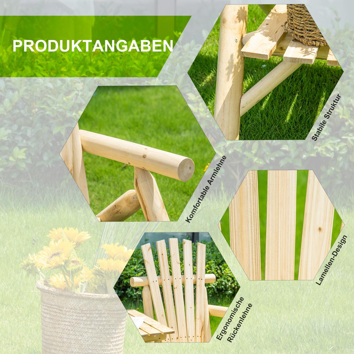 GARTENBANK mit Tisch, Massivholz, Natur, 157 x 88 x 103 cm - Naturfarben, Holz (88/103/157cm) - Outsunny