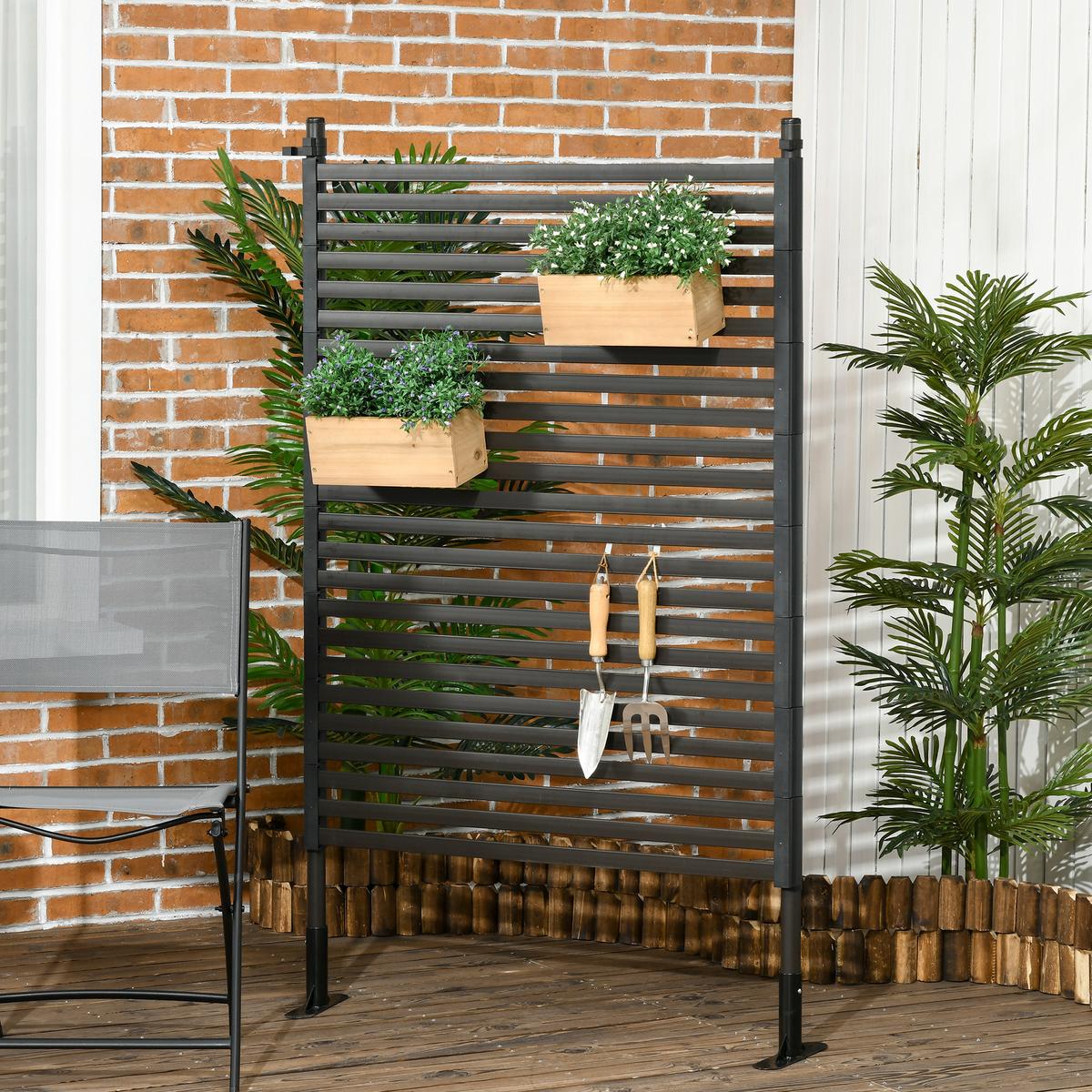 GARTENZAUN, Stahl mit PE-Beschichtung, Braun - Braun, Metall (22/150cm) - Outsunny