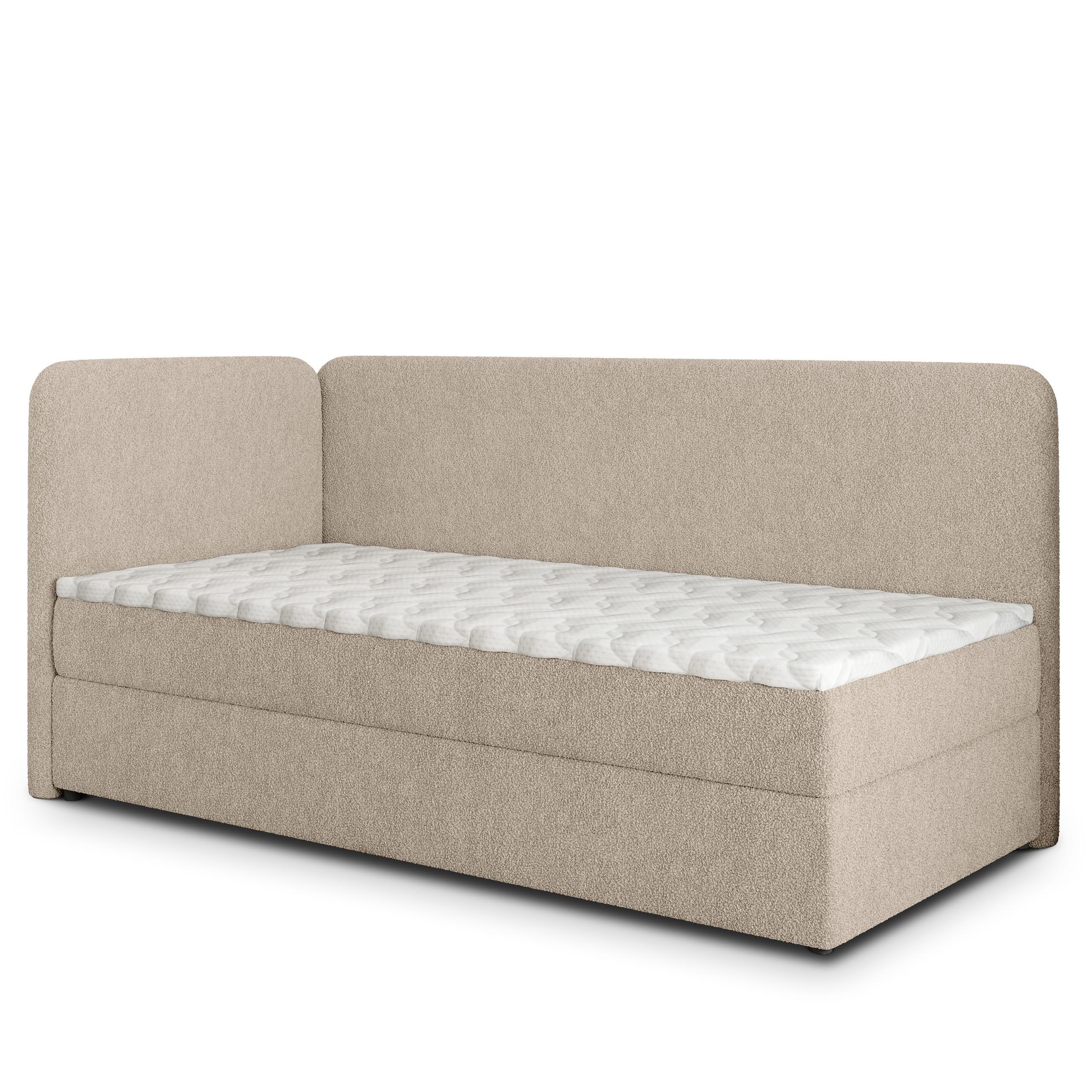 BOXBETT GINA 80x200 cm mit Matratze und Topper, H2+H3 - Beige - Beige, Holz (80/200cm) - MASSENO