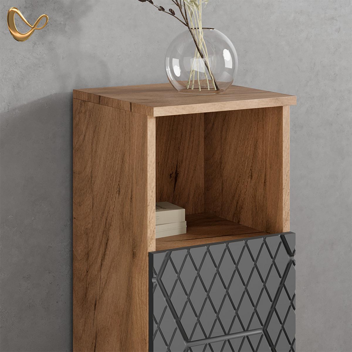 BADMÖBEL-SET Ronco Anthrazit mit Wabenstruktur 3 Teile - Anthrazit, Holzwerkstoff (60/59/30cm) - Livinity®