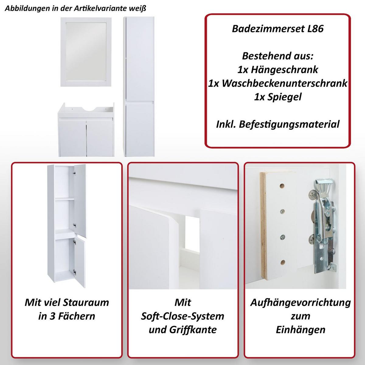 BADEZIMMERSET Weiß 3er-Set - Weiß, Holzwerkstoff (100/160/46cm) - MCW