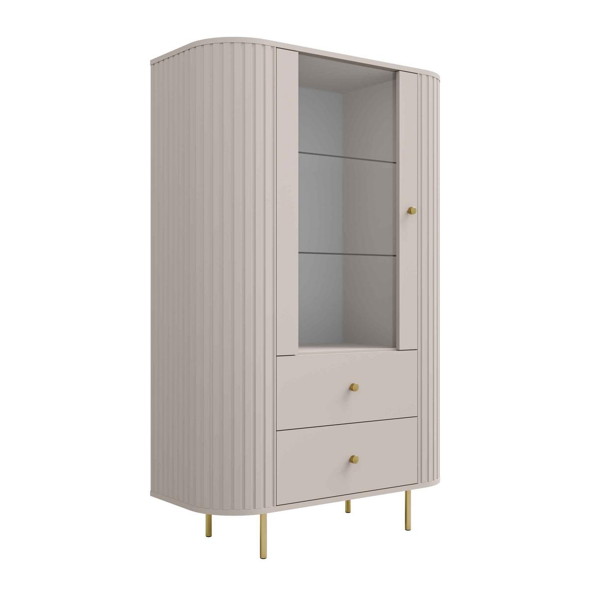 VITRINE BOLLA 155 / 97,4 cm in Beige - Beige, Holzwerkstoff (97.4/155/42.3cm) - MASSENO