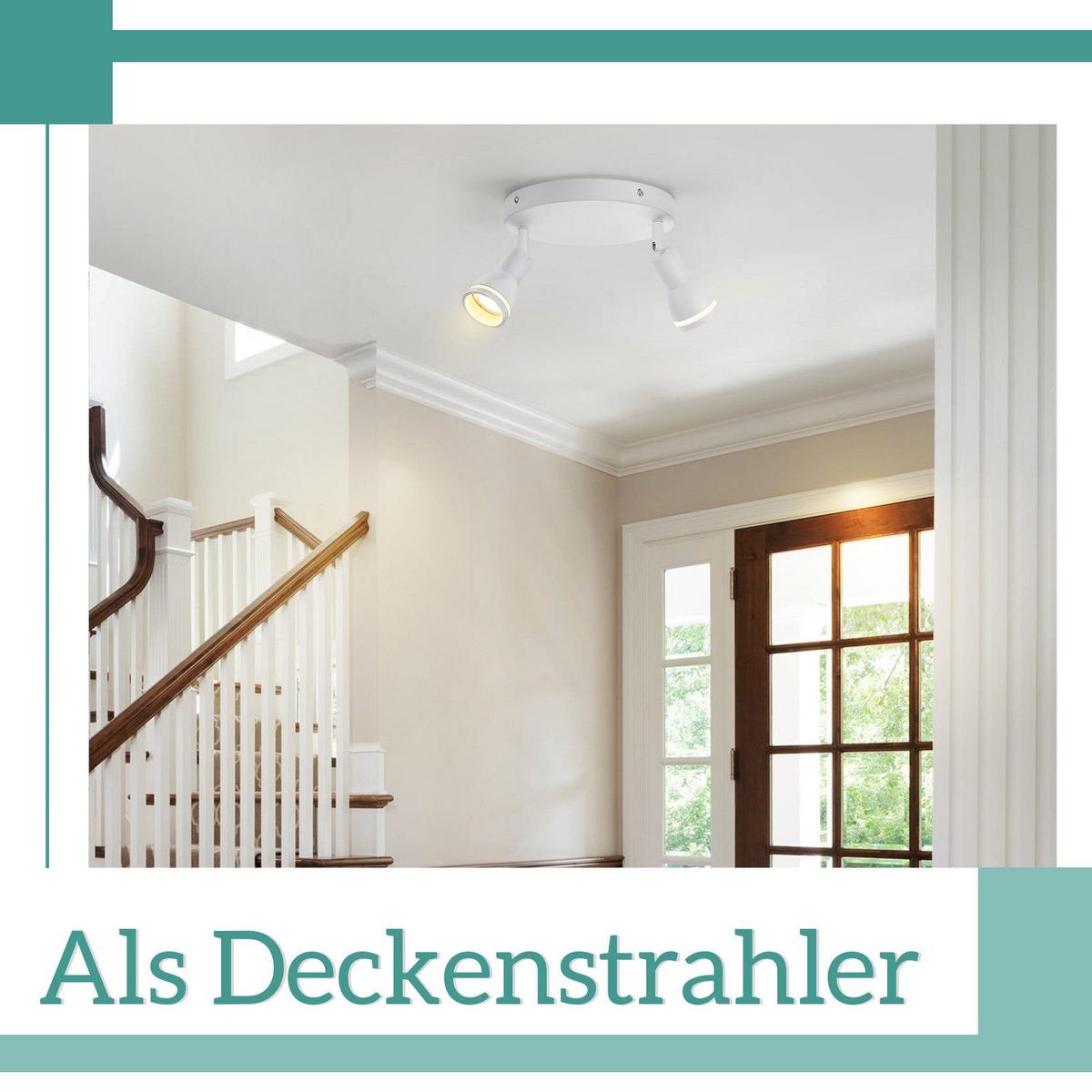 DECKENSTRAHLER Hertz 2-flammig 20/20/16 cm - Weiß, Metall (20/20/16cm) - Nettlife