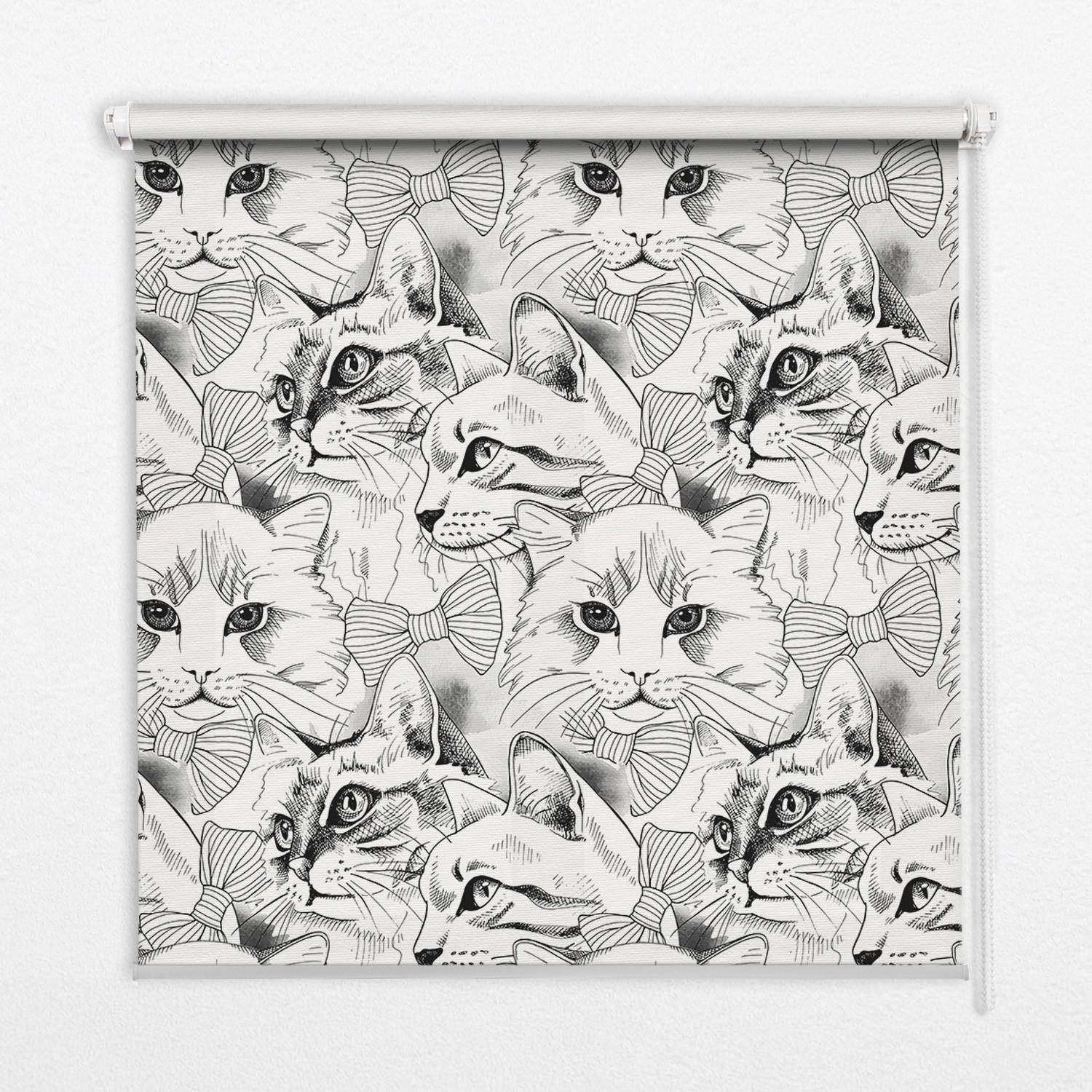 INNENROLLO - Fensterrollo - Rollo - 90x140 cm - Gezeichnete Katzen - Grau, Kunststoff (90/140/0.5cm) - TULUP