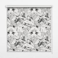 INNENROLLO - Fensterrollo - Rollo - 130x140 cm - Gezeichnete Katzen - Grau, Kunststoff (130/140/0.5cm) - TULUP