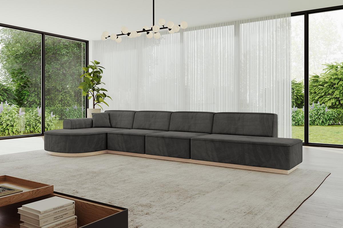 ECKSOFA Ottomane Links ARRIO-L3 - 413x171x83 cm Dunkelgrau - Dunkelgrau, Holzwerkstoff/Textil (413/171cm) - ALTDECOR