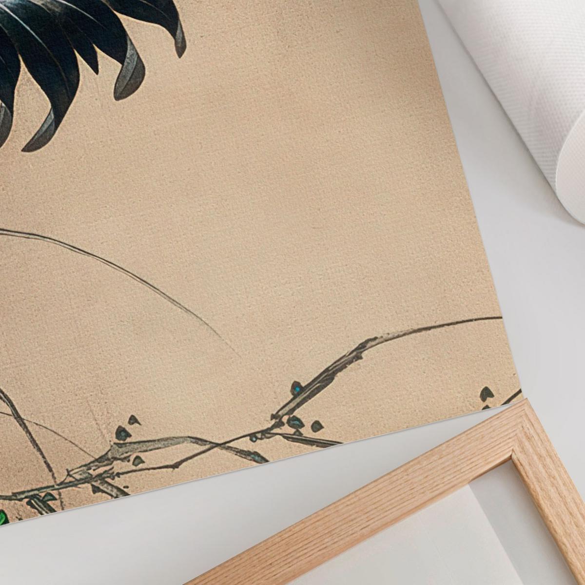 POSTER - 84x59 cm (A1) - Hokusai - Hähne - Creme, Textil (84/59.4/0.1cm) - TULUP