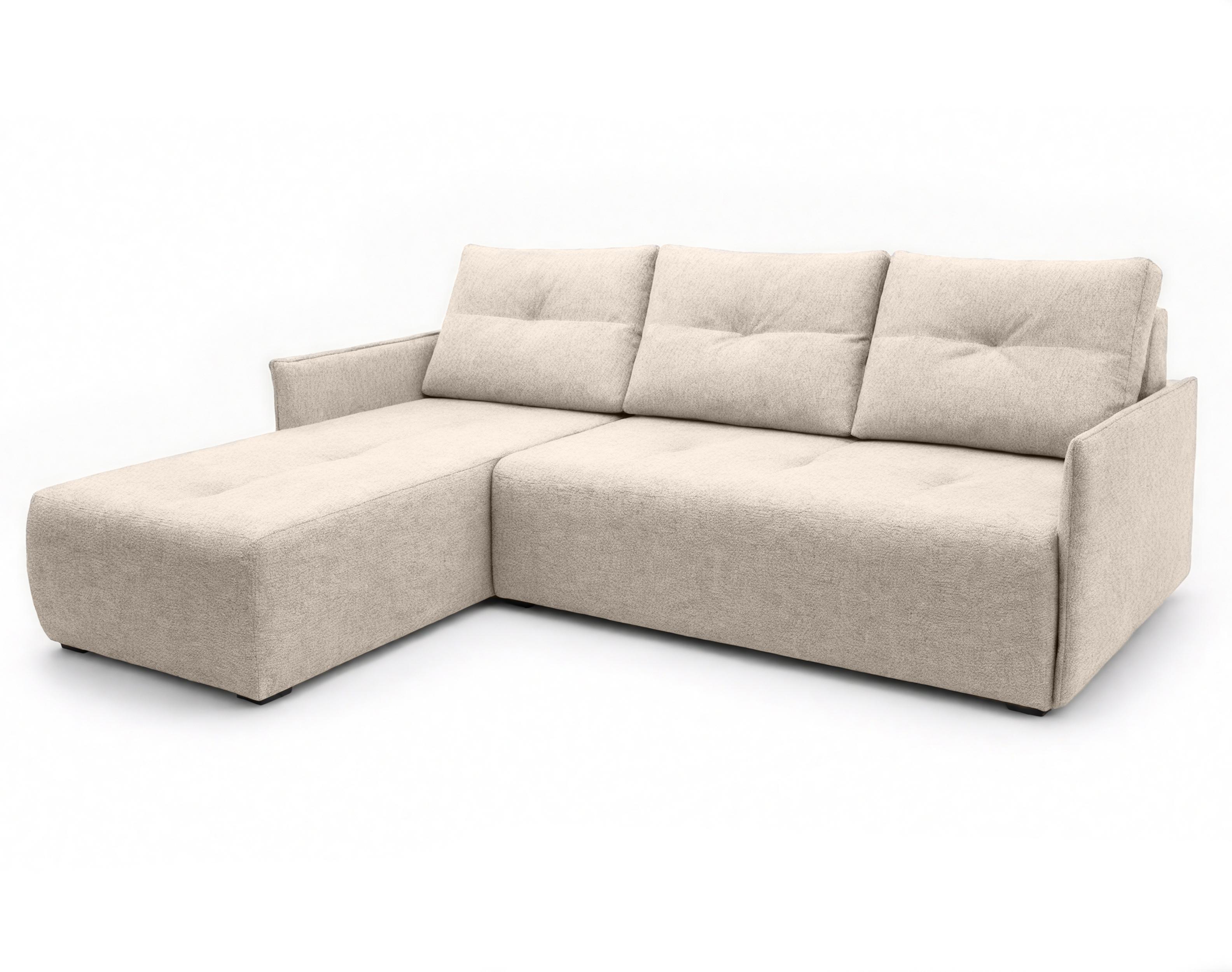 ECKSOFA L Form Damascus Beige 212/143/88 cm Links mit Schlaffunktion - Beige/Schwarz, Kunststoff/Textil (143/212cm) - AX Living