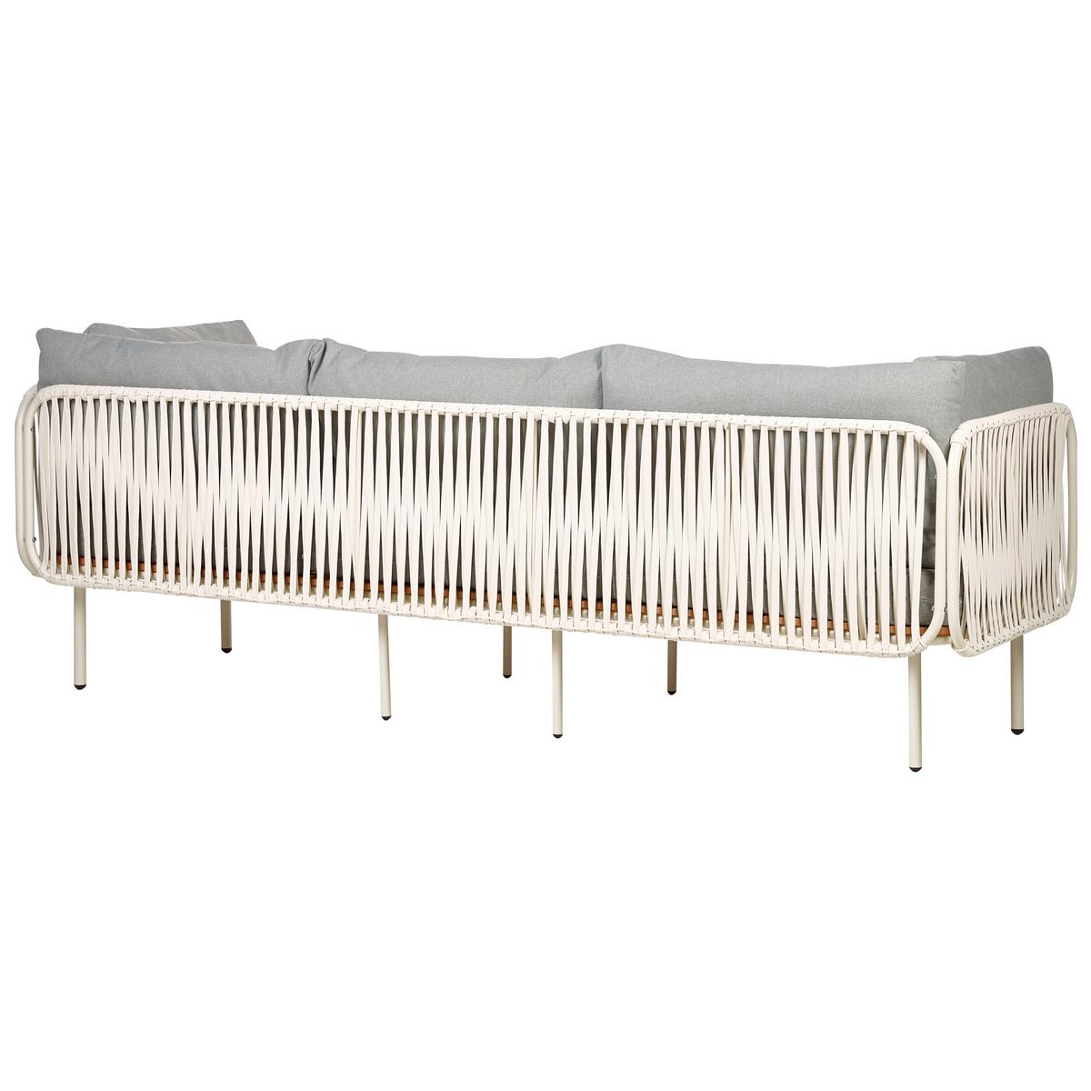 GARTENSOFA 3-Sitzer Grau Senise - Hellbraun/Weiß, Metall (225/85/60cm) - Beliani