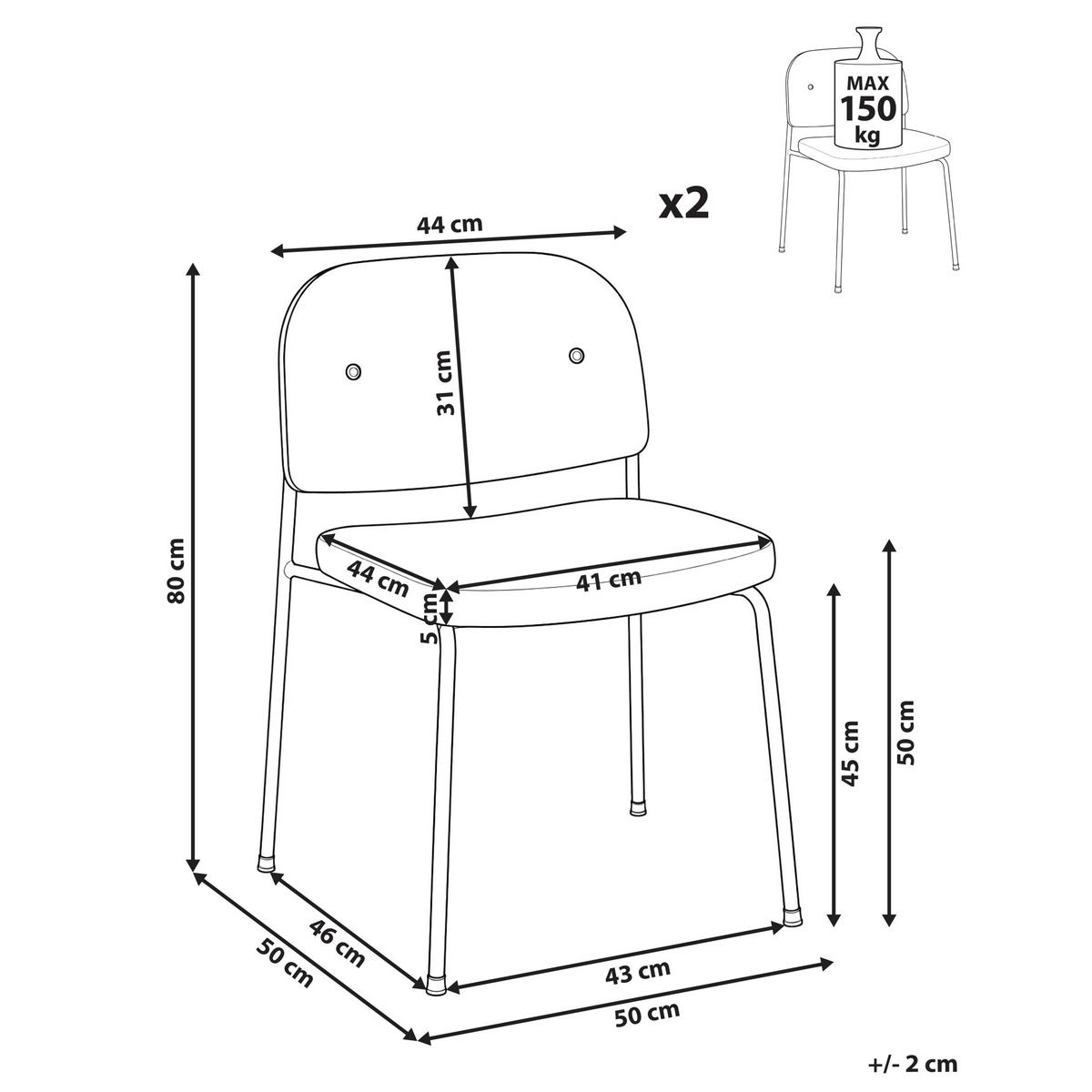 ESSZIMMERSTUHL 2er-Set Metall Orange/Dunkelbraun Ashcroft - Dunkelbraun, Metall (50/80/50cm) - Beliani