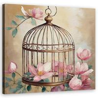 WANDBILD shabby chic blumen - Pink, Textil (40/40cm) - Feeby