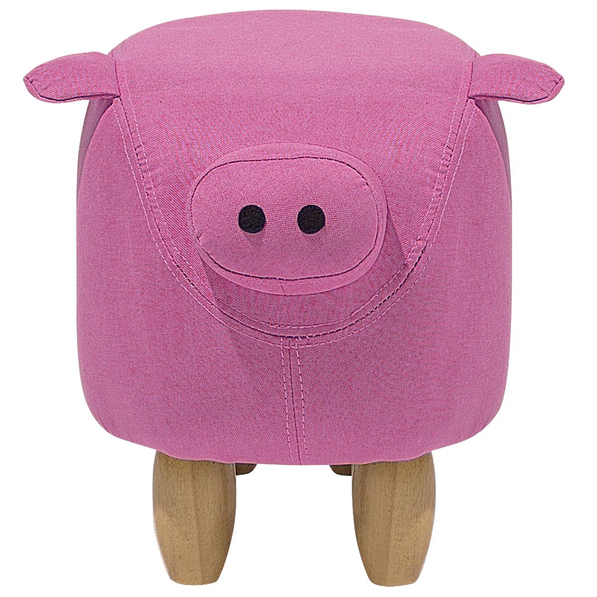 HOCKER Piggy 32/50/35 cm - Pink, Kunststoff/Textil (50/35/32cm) - Beliani