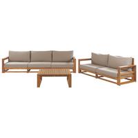 LOUNGE-SET 5-sitzer zertifiziertes hellbraun Auflagen taupe Timor II - Taupe, Holz - Beliani