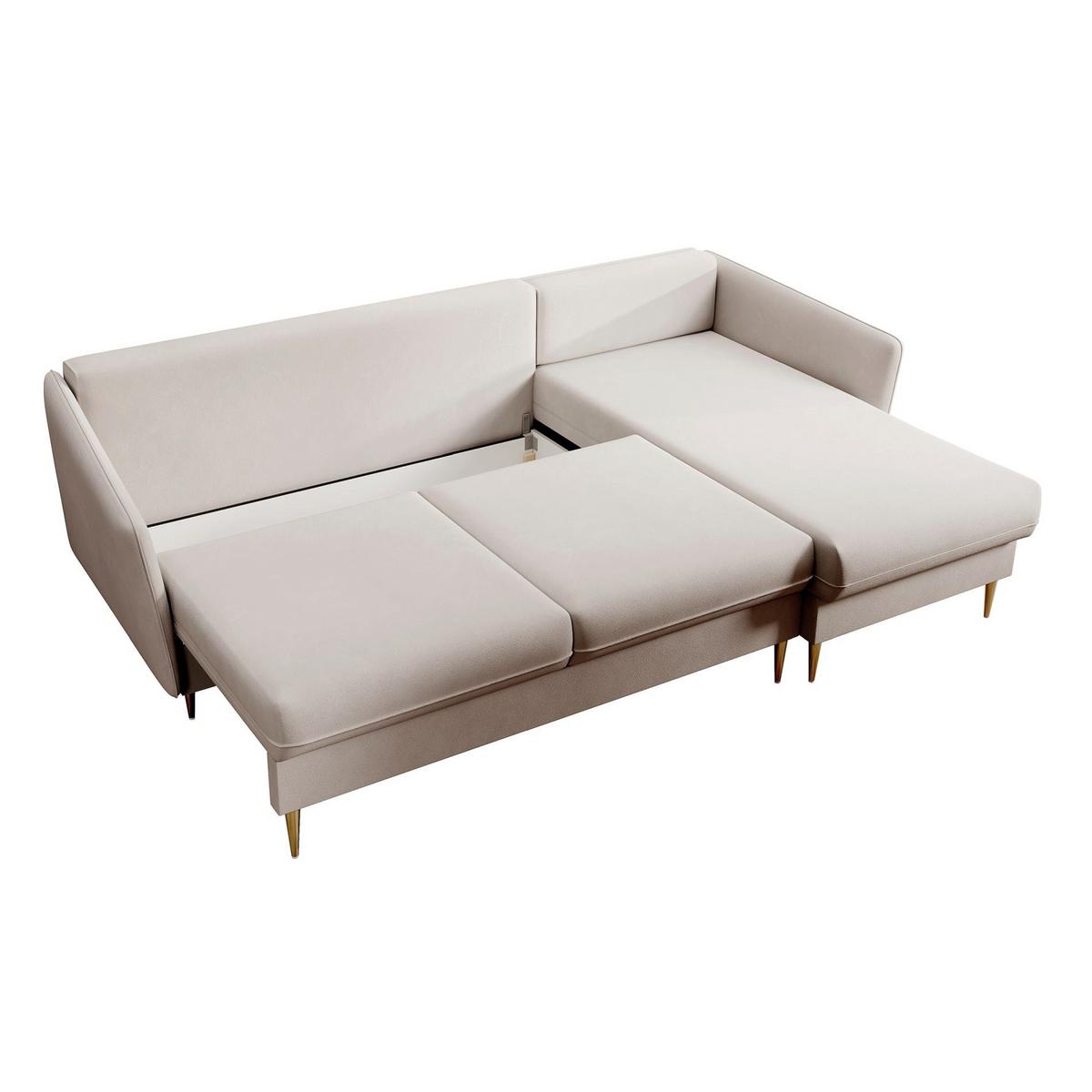 ECKSOFA Volio Beige Samt 223 cm - Beige/Goldfarben, Textil/Metall (223/145cm) - Selsey