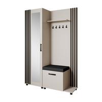 GARDEROBENSCHRANK Livia mit Aufhängern und Spiegel, Kaschmir, Schwarz, rechts - Kaschmir/Schwarz, Holzwerkstoff (137/207/42cm) - Beautysofa