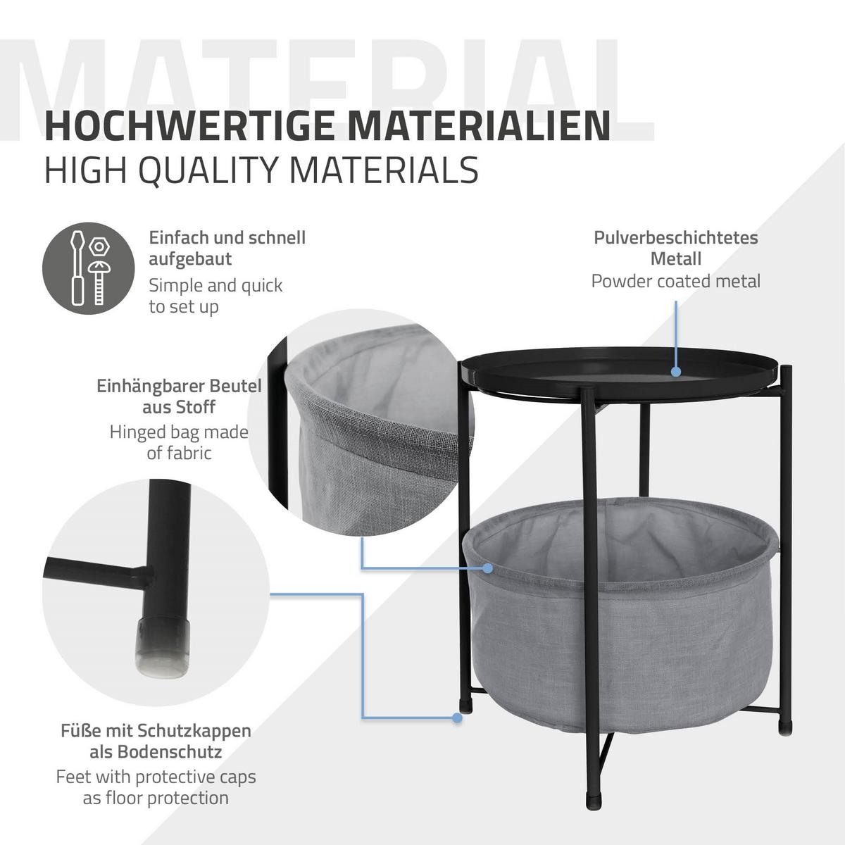 BEISTELLTISCH rund Ø45,5 x 52,5 cm Schwarz aus Metall - Schwarz, Metall (52.5/45.5/52.5cm) - ML-DESIGN