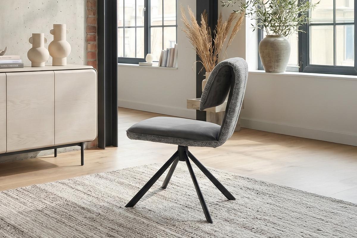 ESSZIMMERSTUHL LYSSIA Grau Webstoff Drehbar (360°) (1er-Set) - Grau, Kunststoff/Textil (49/86/65cm) - KAWOLA