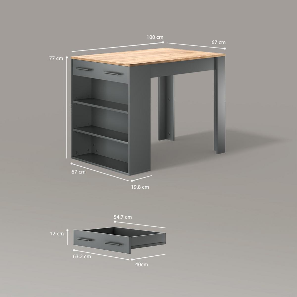 ESSTISCH Regusa Anthrazit/Goldkraft Eiche 67 x 100 cm - Honigeiche/Anthrazit, Holzwerkstoff (100/67/77.5cm) - Livinity®