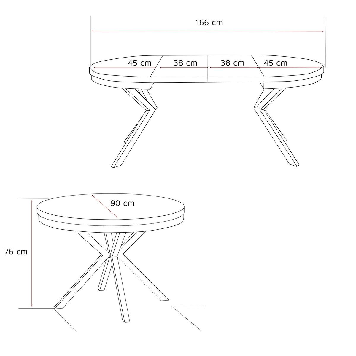 AUSZIEHTISCH MILTON 90-166/76 cm mit Metallgestell und Zarge, Gold / Grigia Pietra - Goldfarben/Grau, Holzwerkstoff/Metall (90/90/76cm) - Idohome