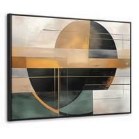 LEINWAND Bilder mit Rahmen - Abstrakt - Gold - Bronze - Grün - Formen - Modern - 70x50 - Multicolor, Textil (70/50cm) - MuchoWow