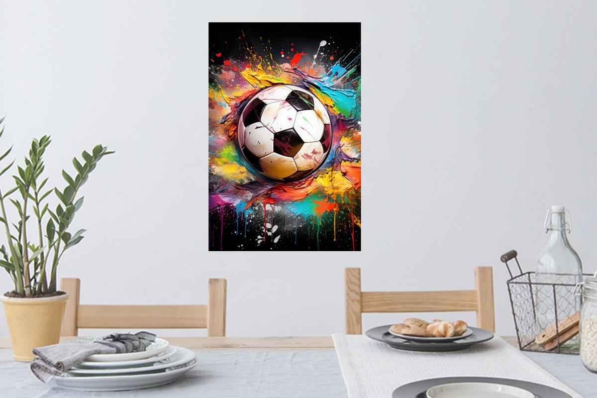 WANDTATTOO Fußball - Farbe - Farben - Schwarz - Weiß Wandbild 40x60 cm - Weiß, Kunststoff (40/60/0.1cm) - MuchoWow